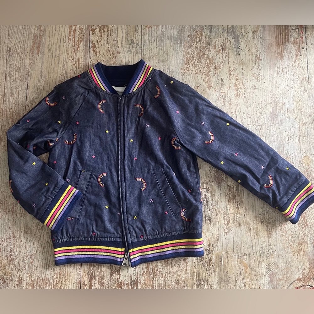 Cat & Jack Rainbow Denim Bomber Jacket 5T